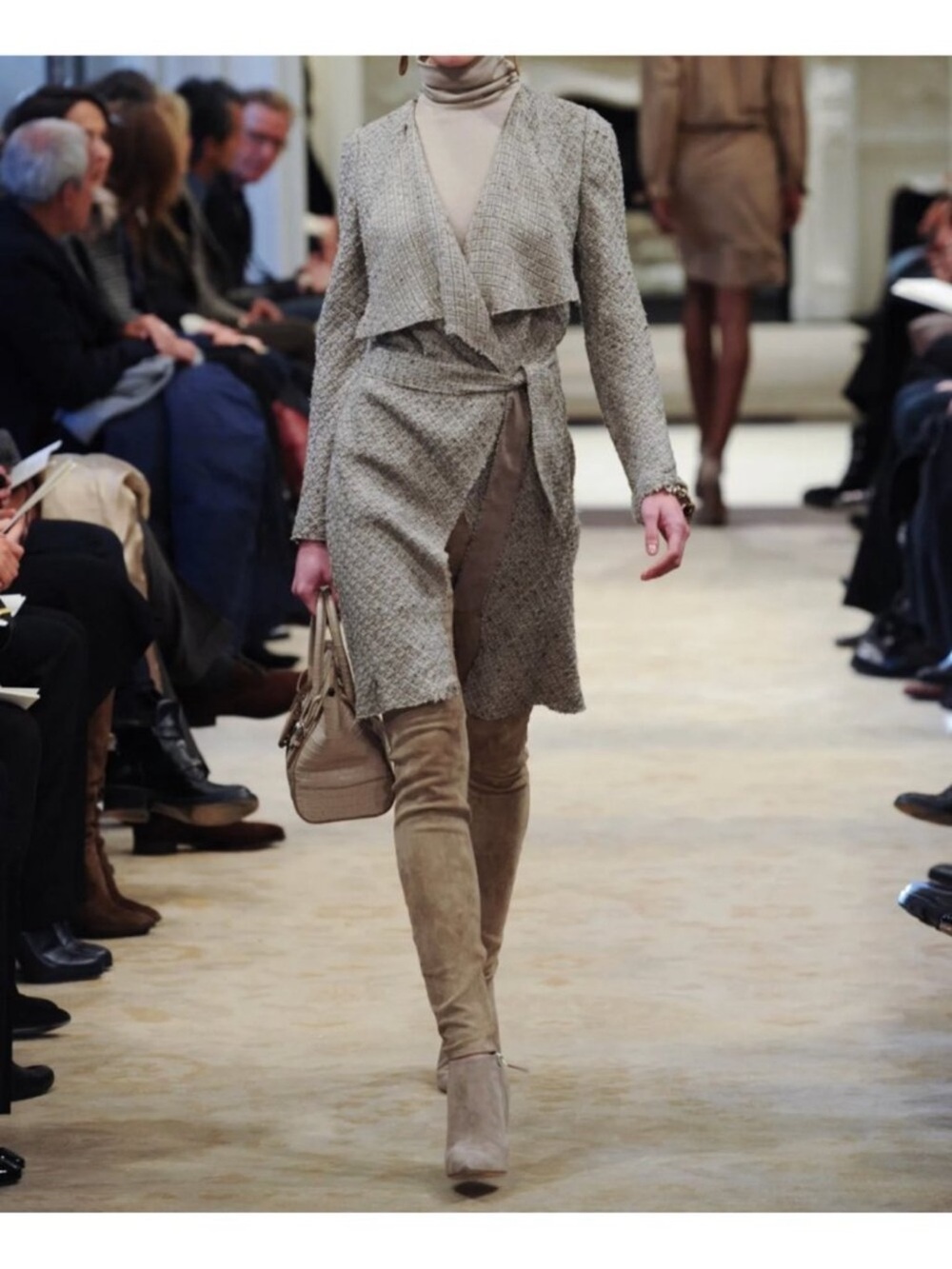 Ralph Lauren Purple Label Collection Cotton Tweed Taupe Cardigan